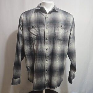 Kuhl The Law Flannel Shirt Mens Size 2XL XXL Long Sleeve Grey Plaid Hiking Dad